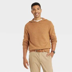 Men's Hooded Pullover Sweater - Goodfellow & Co Tan S