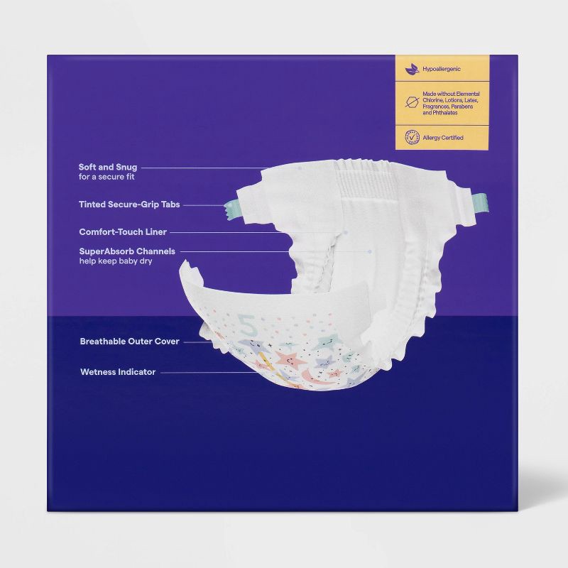 slide 4 of 9, Disposable Overnight Diapers - Size 5 - 50ct - up&up™, 5 x 50 ct