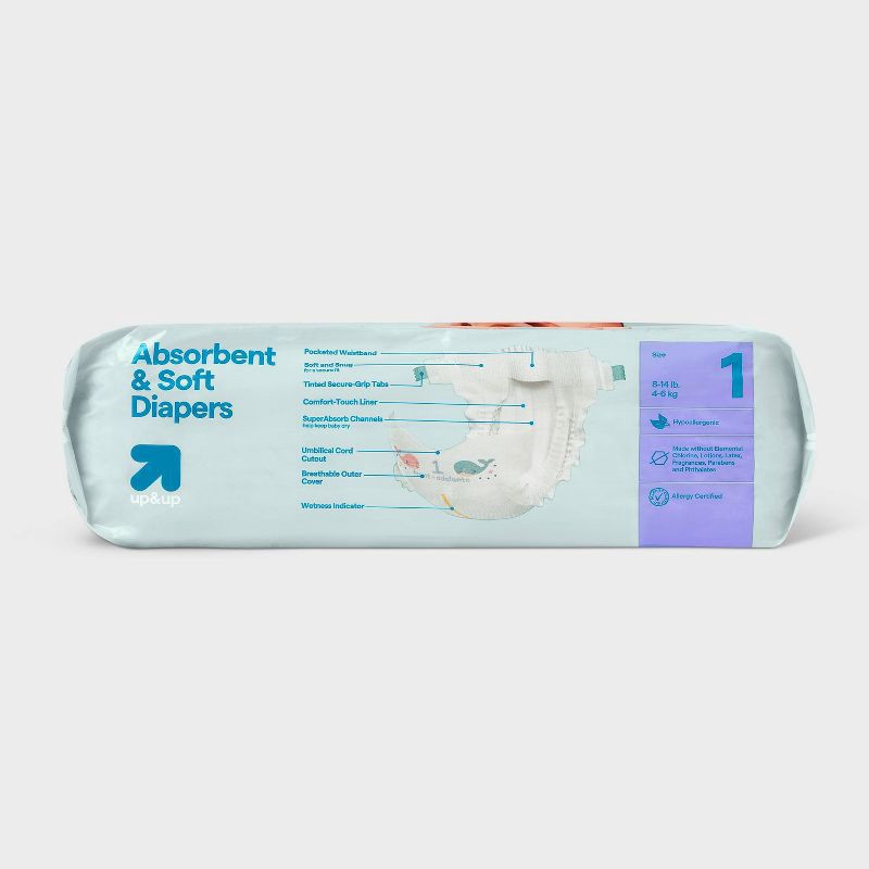 slide 4 of 7, Disposable Diapers - Size 1 - 35ct - up&up™, 35 ct