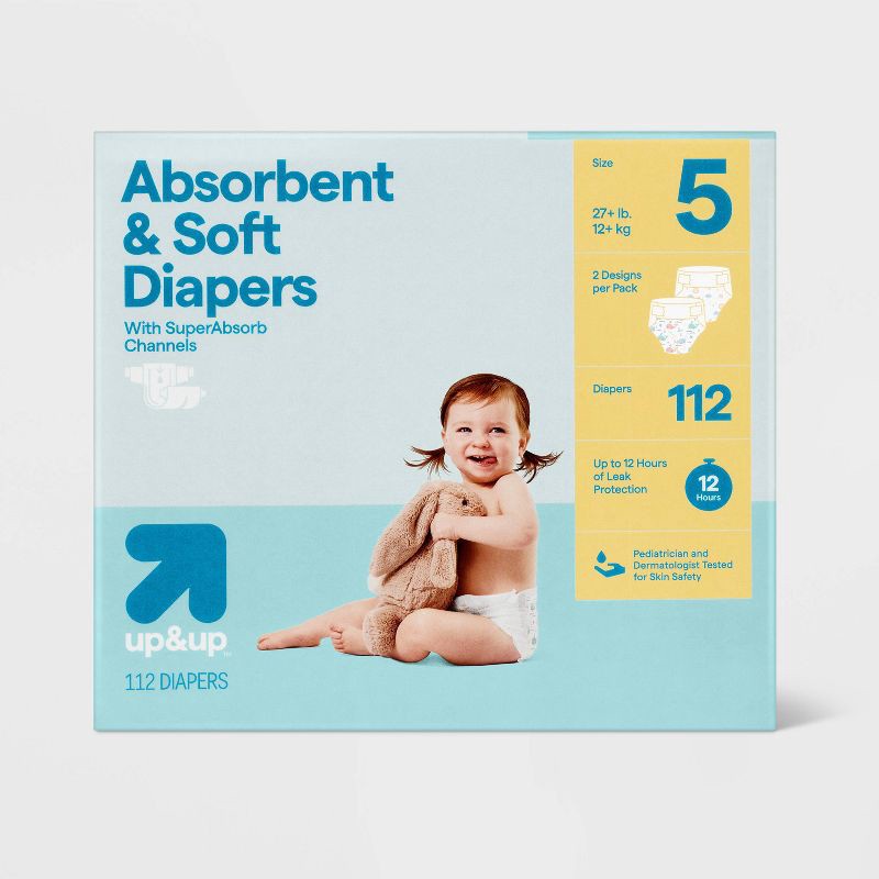 slide 1 of 9, Disposable Diapers - Size 5 - 112ct - up&up™, 5 x 112 ct