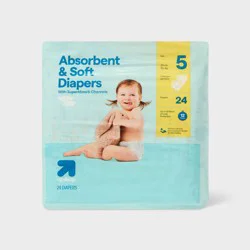 Disposable Diapers - Size 5 - 24ct - up&up™: 27+ lbs, Hypoallergenic, Dermatologist Tested, Wetness Indicator