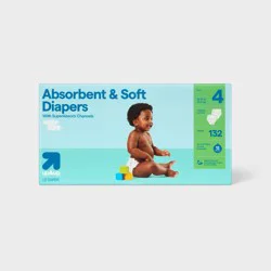 Disposable Diapers - Size 4 - 132ct - up&up™: 22 to 37 lbs, Absorption Channels, Wetness Indicator, Hypoallergenic