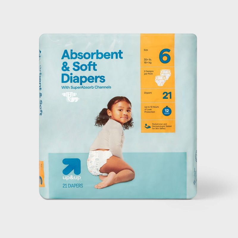 slide 1 of 9, Disposable Diapers - Size 6 - 21ct - up&up™, 21 ct