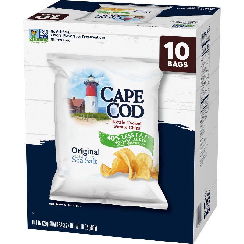 slide 4 of 5, Cape Cod Potato Chips Original Less Fat Kettle Chips 1oz Snack s - 10oz/10ct, 1 oz, 10 oz, 10 ct