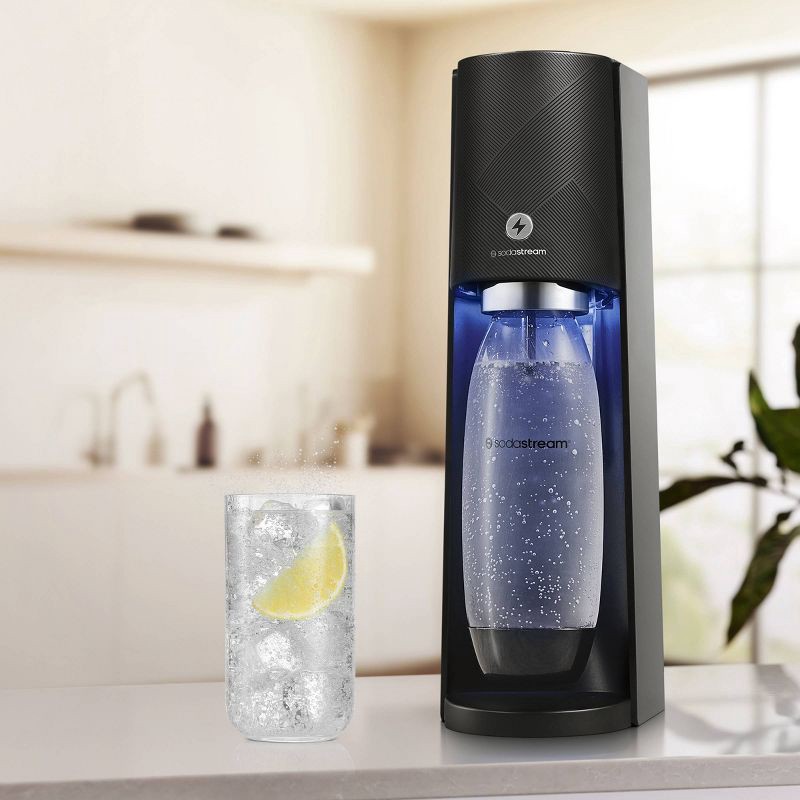 slide 2 of 9, SodaStream E-TERRA Sparkling Water Maker with CO2 and Carbonating Bottle Black, 1 ct