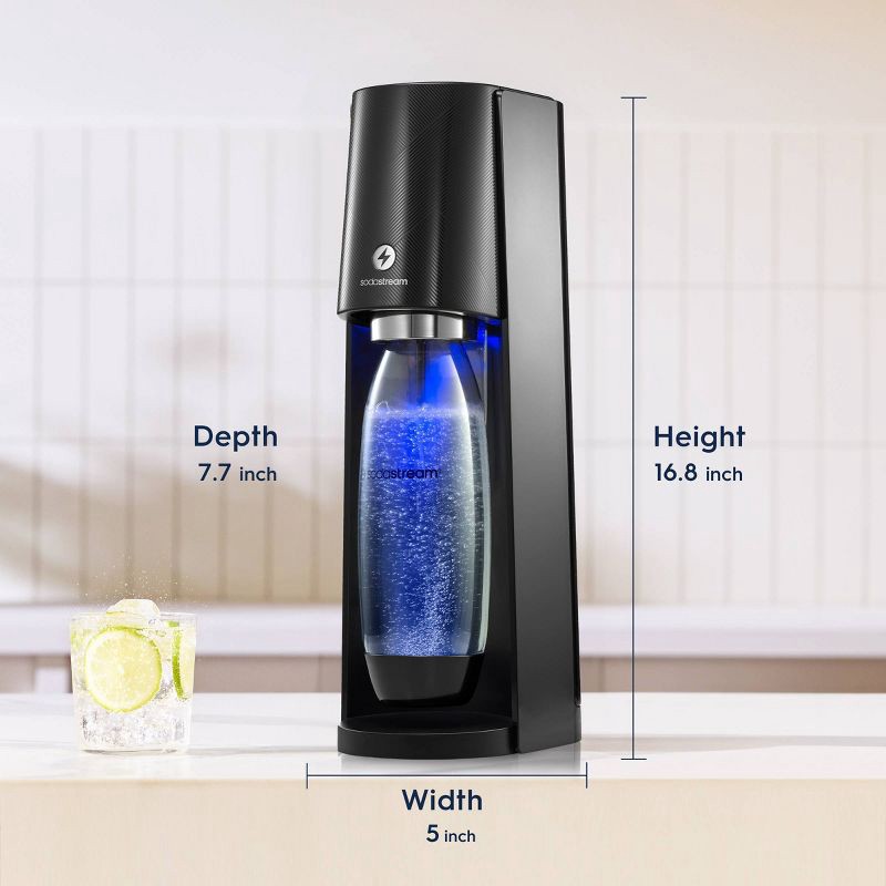slide 8 of 9, SodaStream E-TERRA Sparkling Water Maker with CO2 and Carbonating Bottle Black, 1 ct