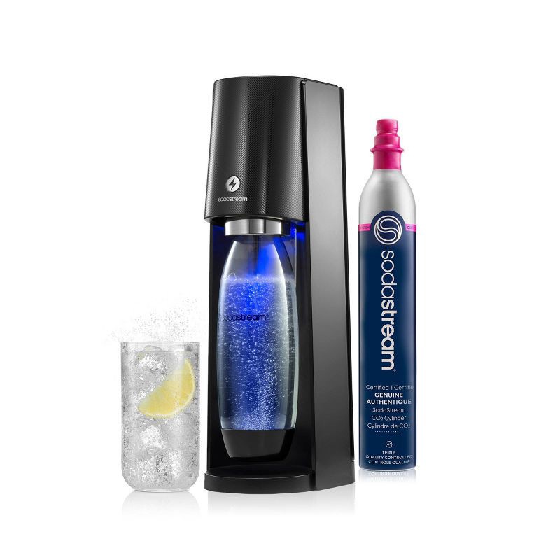 slide 1 of 9, SodaStream E-TERRA Sparkling Water Maker with CO2 and Carbonating Bottle Black, 1 ct
