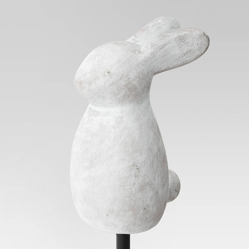slide 4 of 4, 3pc Cement Rabbit Stake Outdoor Figurine Set White - Threshold™, 3 ct