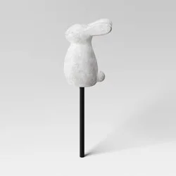 3pc Cement Rabbit Stake Outdoor Figurine Set White - Threshold™