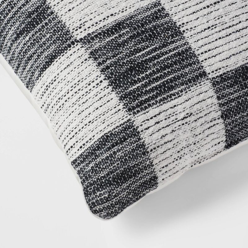 slide 4 of 4, 18"x18" Modern Woven Checkerboard Square Decorative Pillow Black - Threshold™: Cotton Fabric, Indoor Paisley & Floral Design, 1 ct
