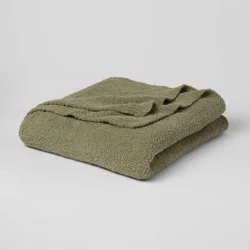 King Cozy Chenille Bed Blanket Restful Green - Threshold™: Midweight, Knitted, Machine Washable, Reversible