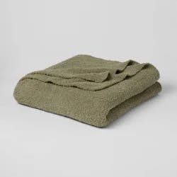 King Cozy Chenille Bed Blanket Restful Green - Threshold™: Midweight, Knitted, Machine Washable, Reversible