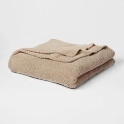 King Cozy Chenille Bed Blanket True Khaki - Threshold™: Recycled Polyester, Knitted, Machine Washable