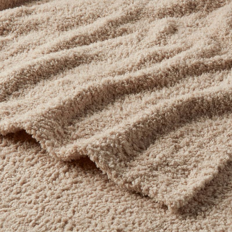slide 3 of 3, Full/Queen Cozy Chenille Bed Blanket True Khaki - Threshold™: Midweight, Reversible, Knitted Fabric, Machine Washable, 1 ct