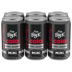 Kroger Big K Zero Sugar Mini Cola Cans - 6 ct; 7.5 fl oz