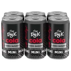 Kroger Big K Zero Sugar Mini Cola Cans - 6 ct; 7.5 fl oz