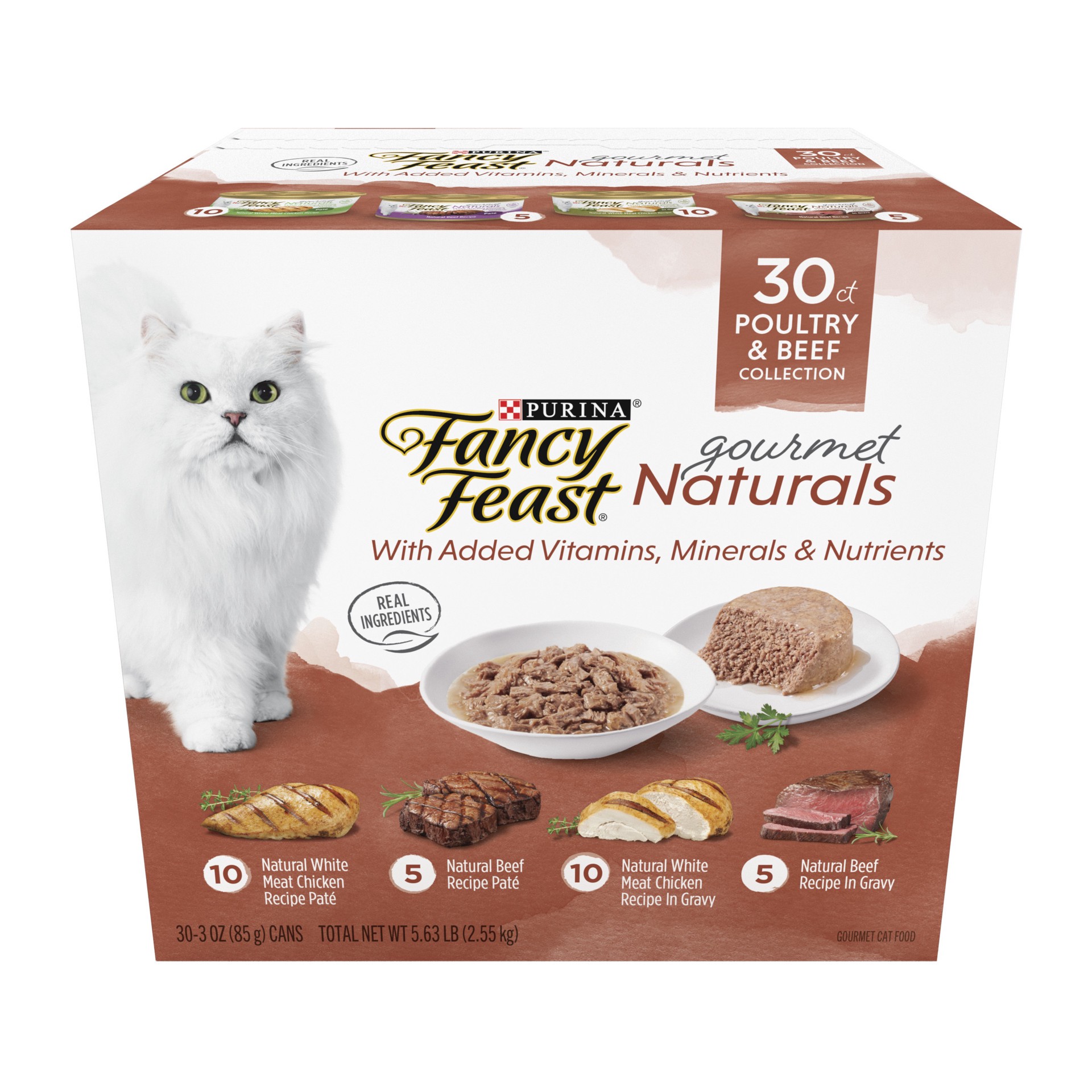 slide 1 of 7, Fancy Feast Purina Fancy Feast Wet Cat Food Variety Pack Gourmet Naturals Poultry and Beef Collection, 5.63 lb