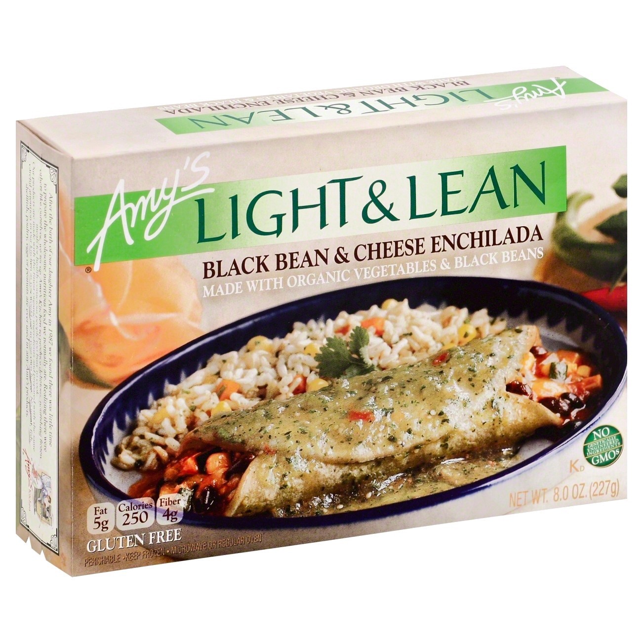 slide 1 of 3, Amy's Light & Lean Black Bean & Cheese Enchilada, 8 oz