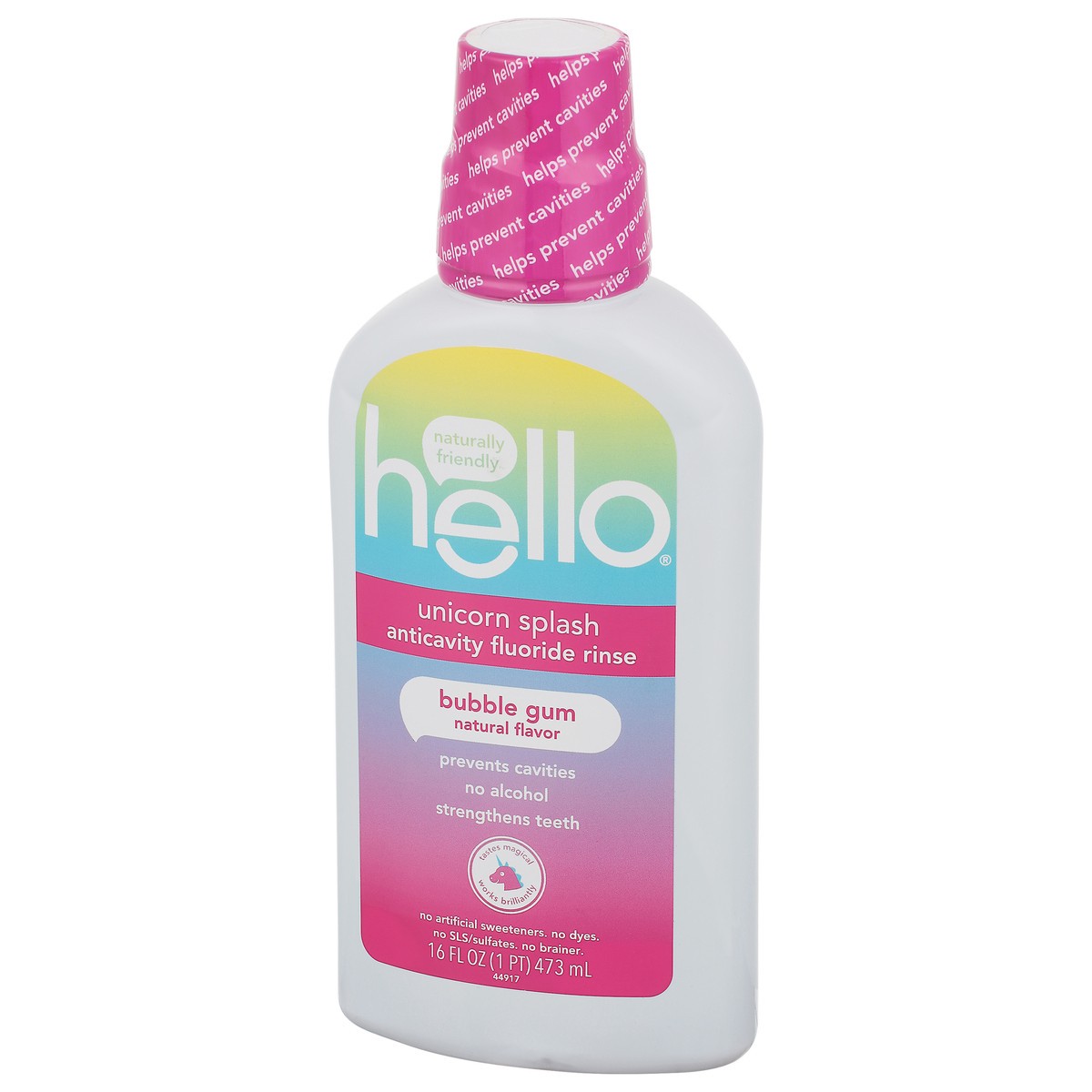slide 10 of 10, Hello Kids Mouthwash with Unicorn Bubble Gum Flavor, Alcohol Free Mouthwash for Kids with Fluoride, Safe for Ages 6 and Up, Anticavity, Vegan, No Alcohol, No Dyes, 16 oz bottle, 16 fl oz
