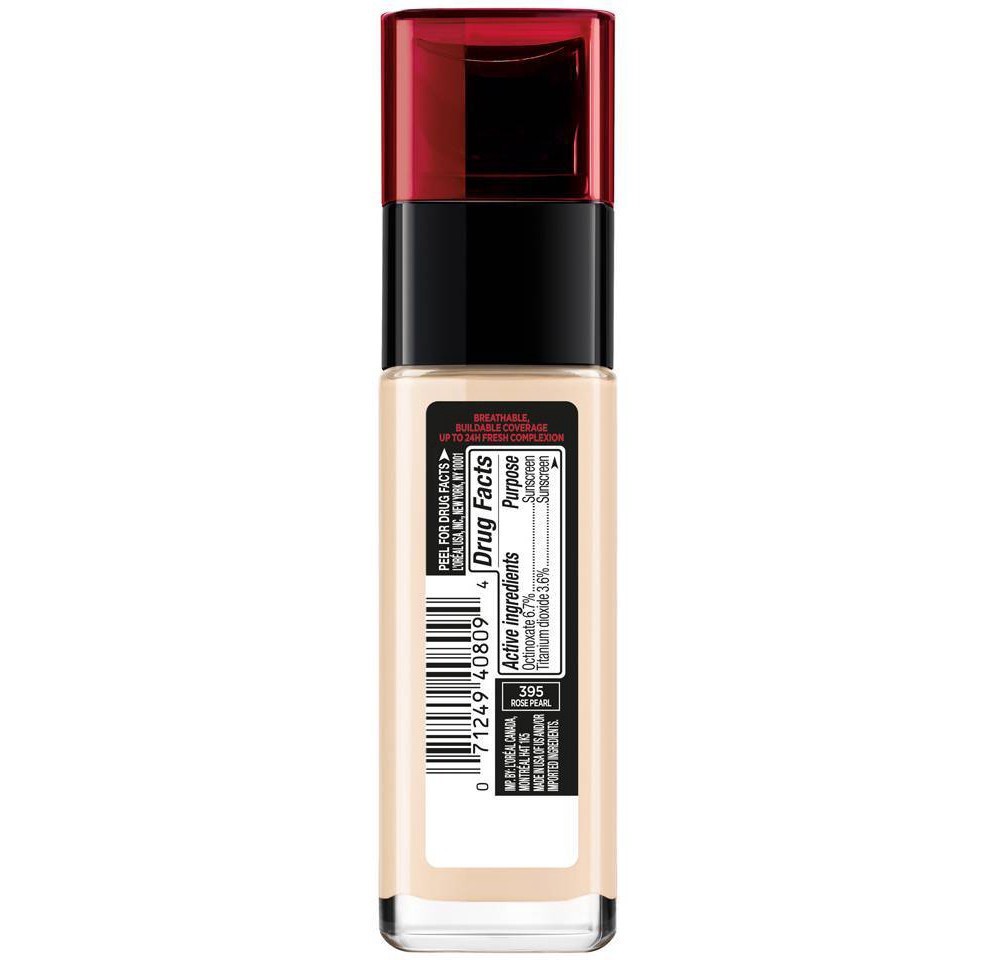 slide 5 of 5, L'Oréal Infallible 24HR Fresh Wear Foundation with SPF 25 - 395 Rose Pearl - 1 fl oz, 1 fl oz