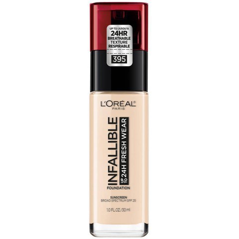 slide 1 of 5, L'Oréal Infallible 24HR Fresh Wear Foundation with SPF 25 - 395 Rose Pearl - 1 fl oz, 1 fl oz