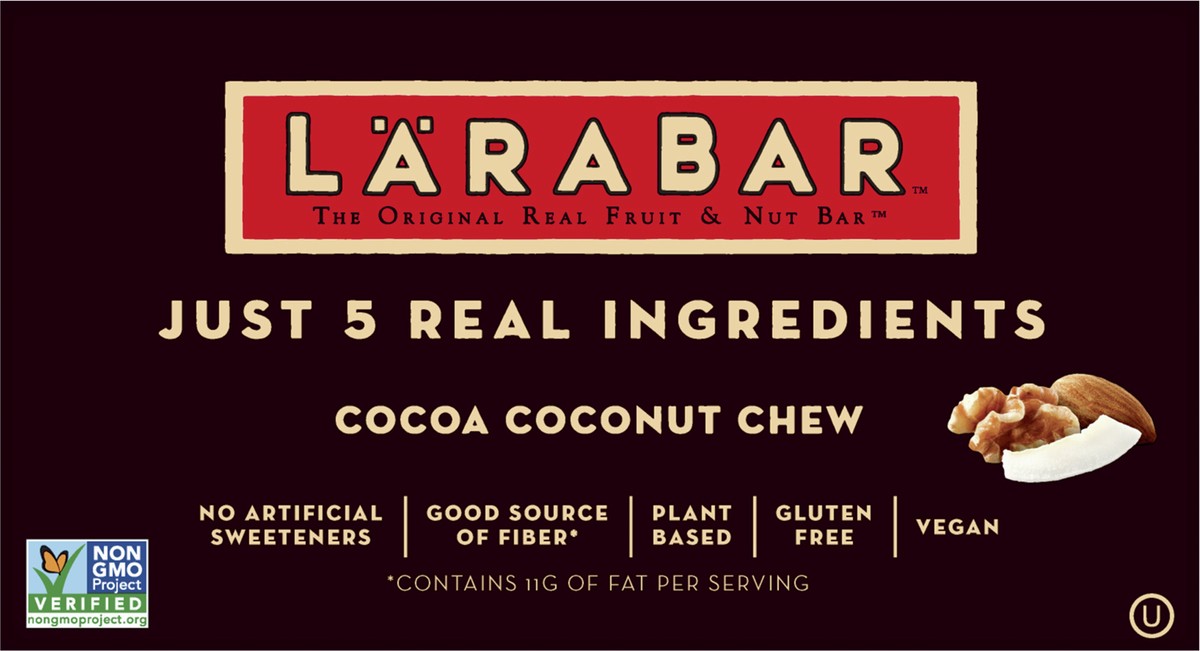 slide 5 of 14, LÄRABAR Cocoa Coconut Chew, Gluten Free Vegan Fruit & Nut Bars, 16 ct, 16 ct