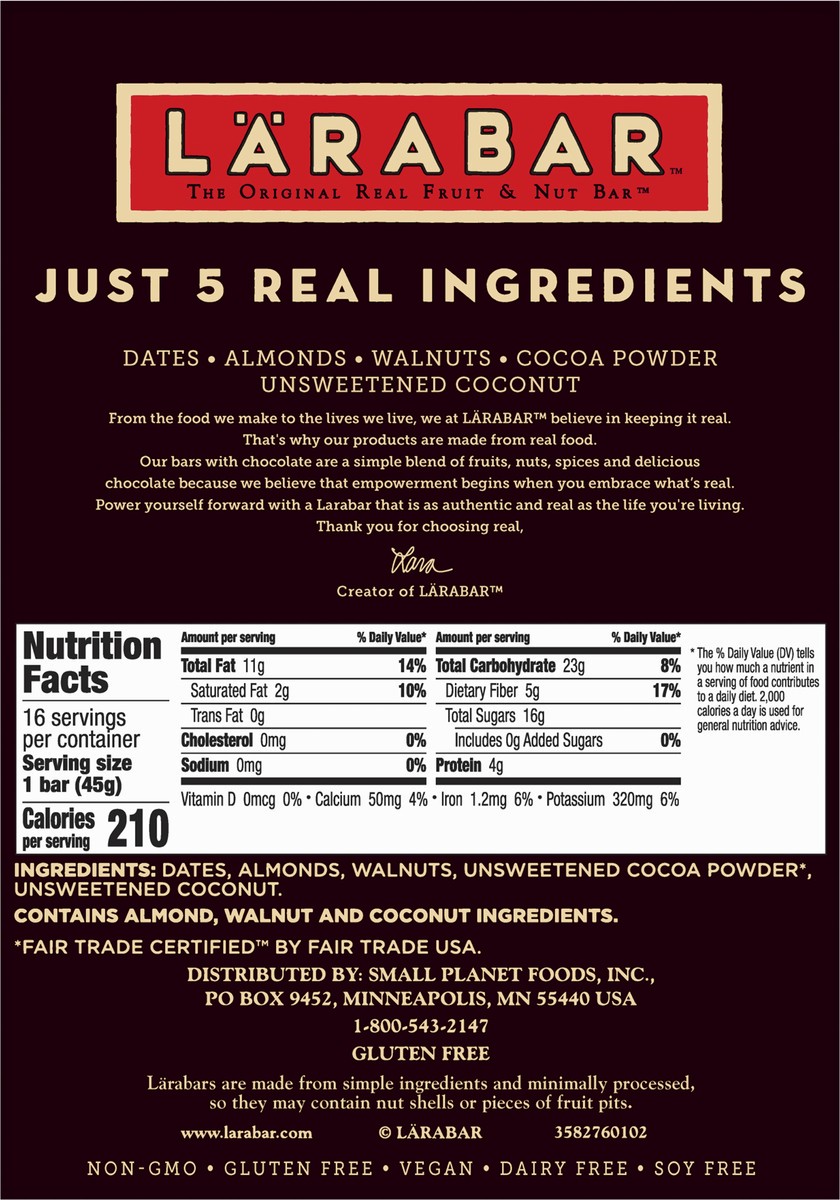 slide 8 of 14, LÄRABAR Cocoa Coconut Chew, Gluten Free Vegan Fruit & Nut Bars, 16 ct, 16 ct