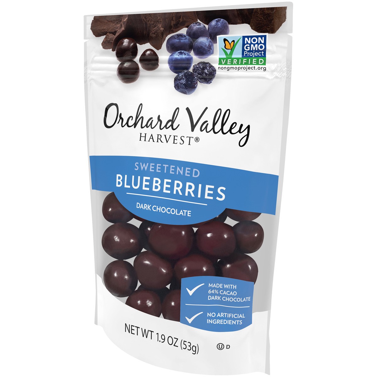 slide 3 of 11, Orchard Valley Harvest Sweetened Dark Chocolate Blueberries 1.9 oz, 1.9 oz