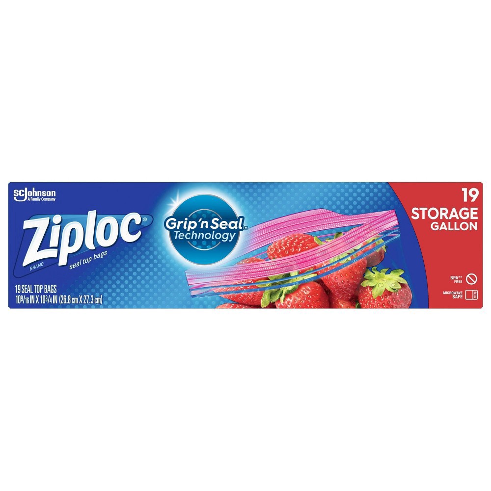 slide 9 of 14, Ziploc Storage Gallon Bags with Grip 'n Seal Technology - 19ct, 19 ct