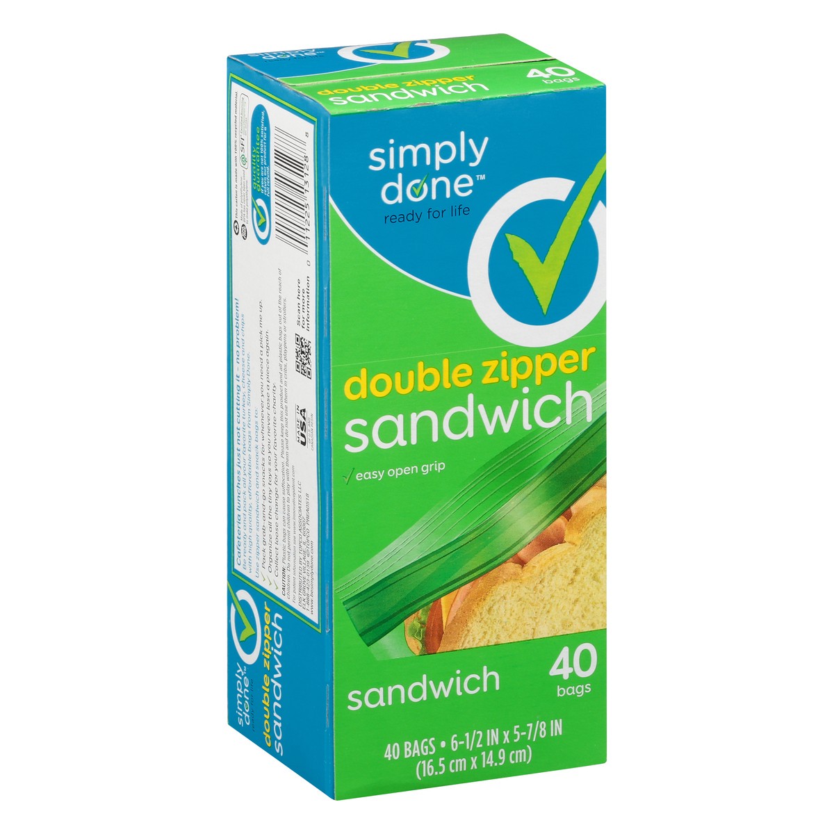 slide 13 of 14, Simply Done Double Zipper Sandwich Bags 40 ea, 40 ct