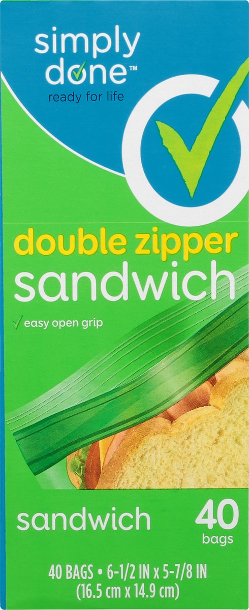 slide 9 of 14, Simply Done Double Zipper Sandwich Bags 40 ea, 40 ct