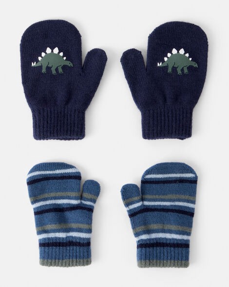 slide 1 of 1, Carter's Carters Toddler Boy 2-Pack Dinosaur Mittens - Blue Blue 2T4T, 1 ct