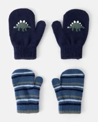 Carter's Carters Toddler Boy 2-Pack Dinosaur Mittens - Blue Blue 2T4T