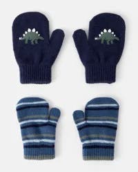 Carter's Carters Toddler Boy 2-Pack Dinosaur Mittens - Blue Blue 2T4T