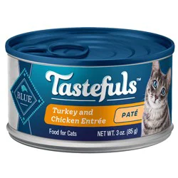 Blue Buffalo Tastefuls Wet Cat Food Paté, Made with Natural Ingredients, Turkey and Chicken Entrée, 3-oz. Can