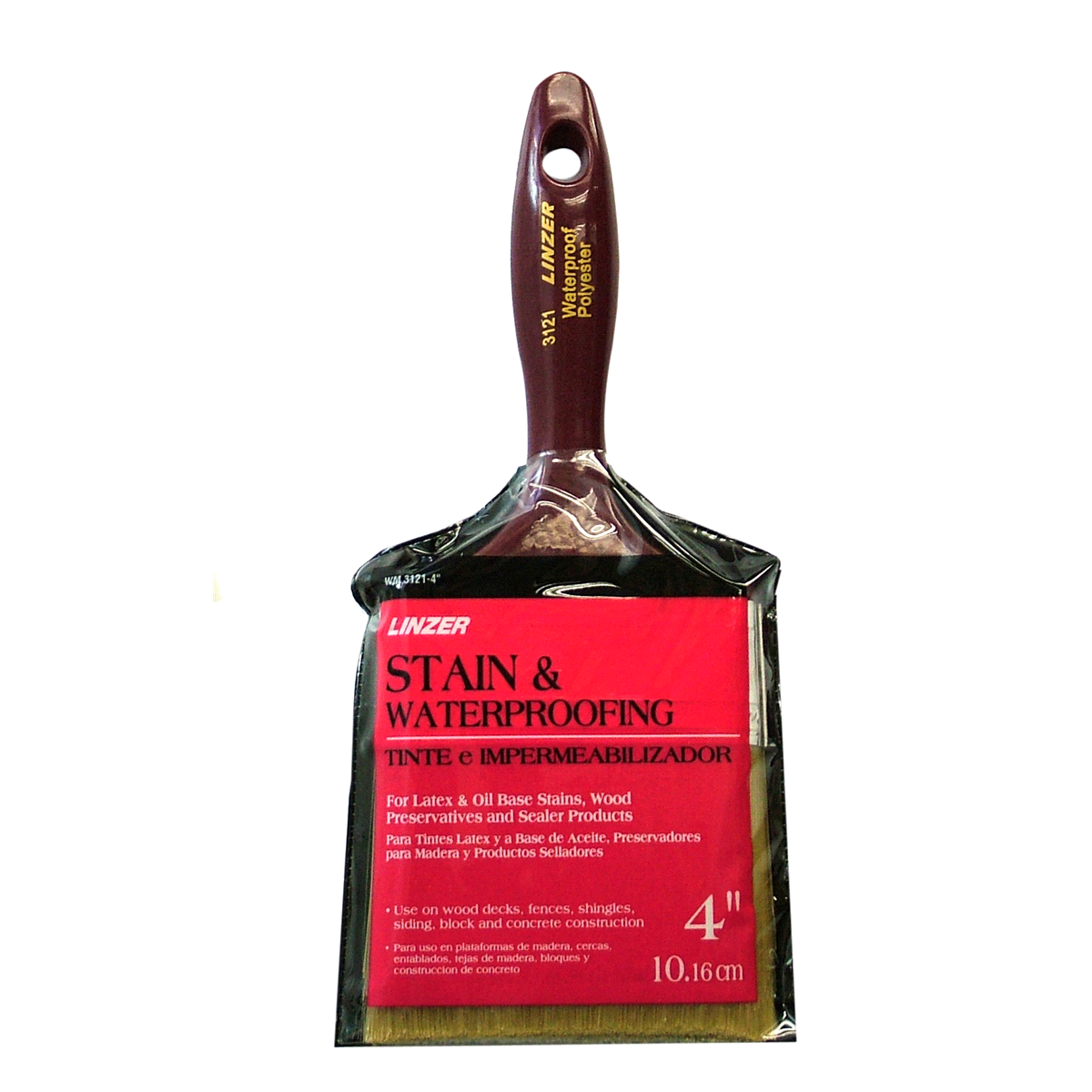 slide 1 of 5, Linzer stain and waterproofing brush 4 inch, 1 ct