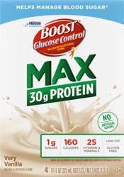 BOOST Glucose Control Max 30g High in Protein Nutritional Drink Shakes, Very Vanilla, 11 fl oz, 4 Pack