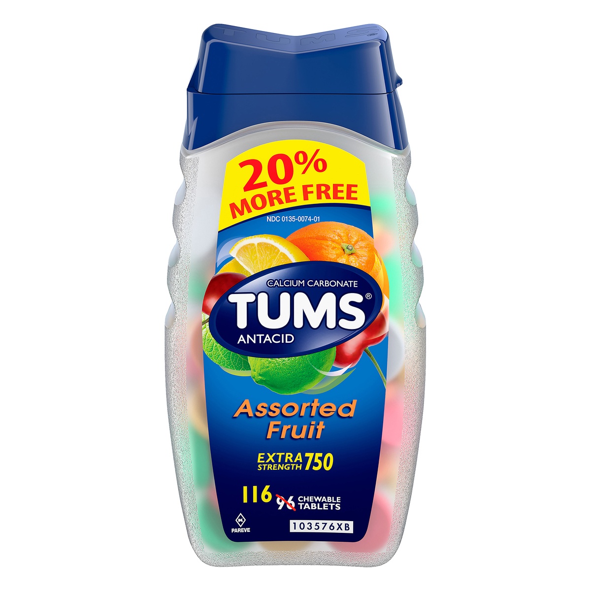 slide 1 of 1, Tums Ex Assorted Flavor Tablets, 116 ct