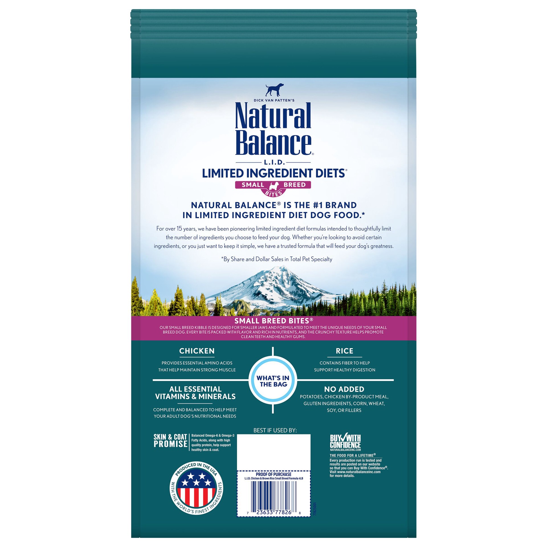 slide 5 of 5, Natural Balance L.I.D. Limited Ingredient Diets Chicken & Brown Rice Formula Small Breed Bites Dry Dog Food, 4 Pounds, 1 ct
