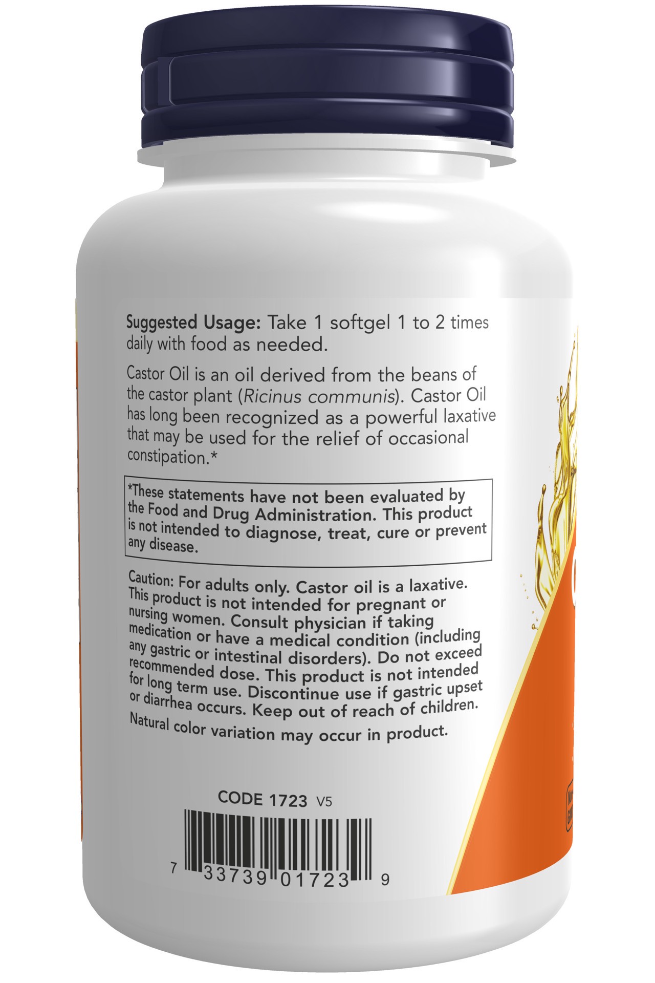 slide 4 of 4, NOW Castor Oil 650 mg - 120 Softgels, 120 ct