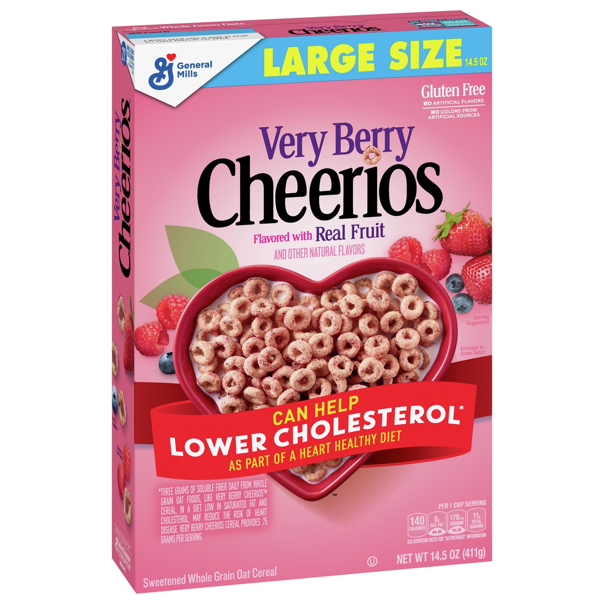 slide 8 of 9, Cheerios Very Berry Cheerios, Heart Healthy Cereal, Large Size, 14.5 OZ, 14.5 oz