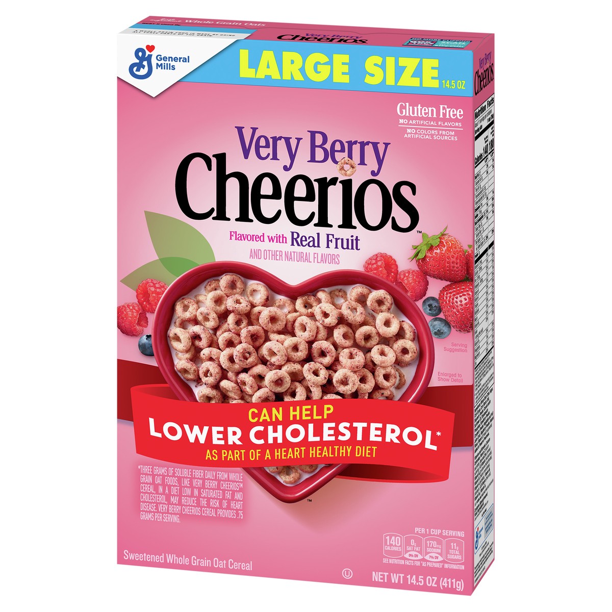 slide 2 of 9, Cheerios Very Berry Cheerios, Heart Healthy Cereal, Large Size, 14.5 OZ, 14.5 oz