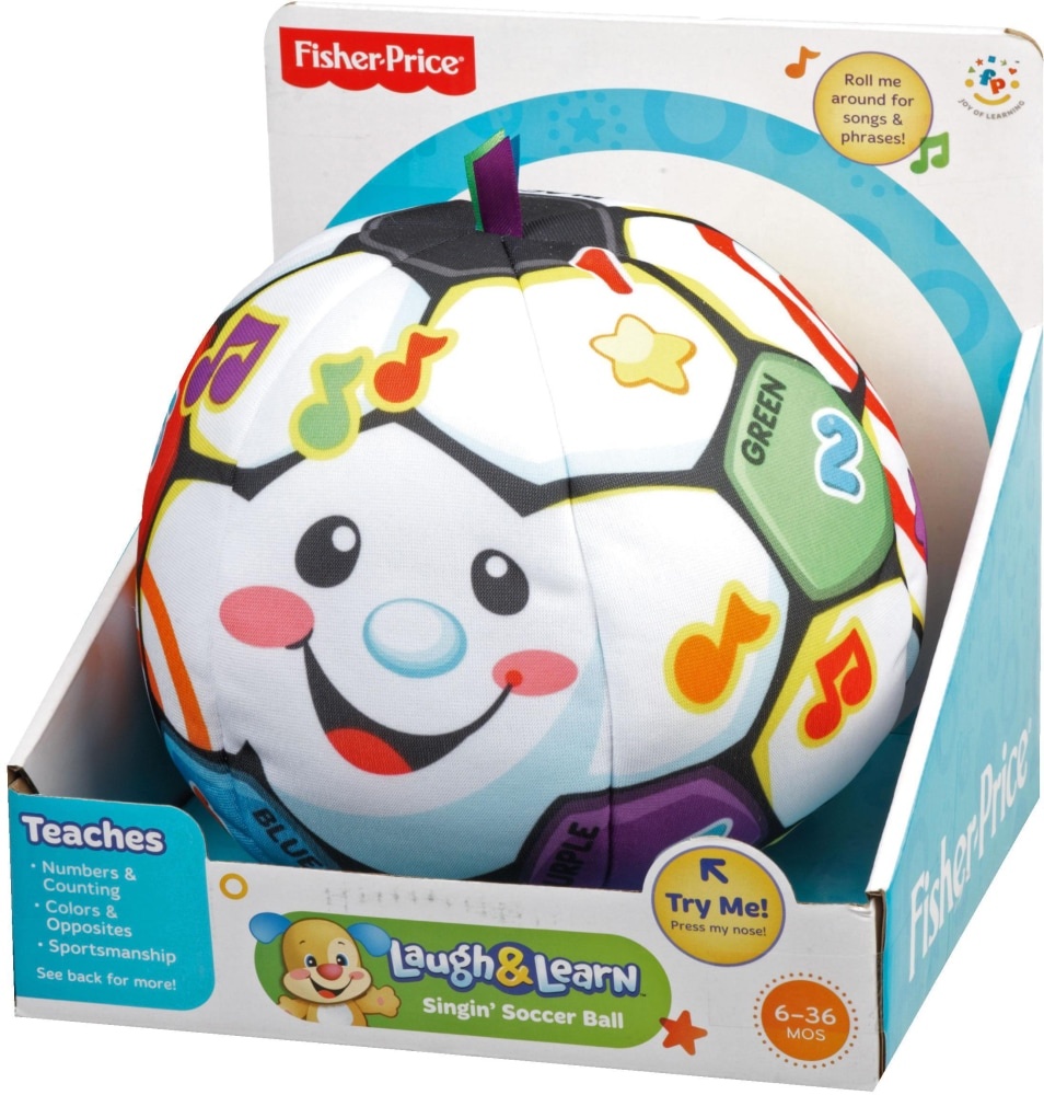 slide 1 of 1, FISHER PRICE - TOYS Laugh & Learn Singinâ Soccer Ball Plush, 1 ct