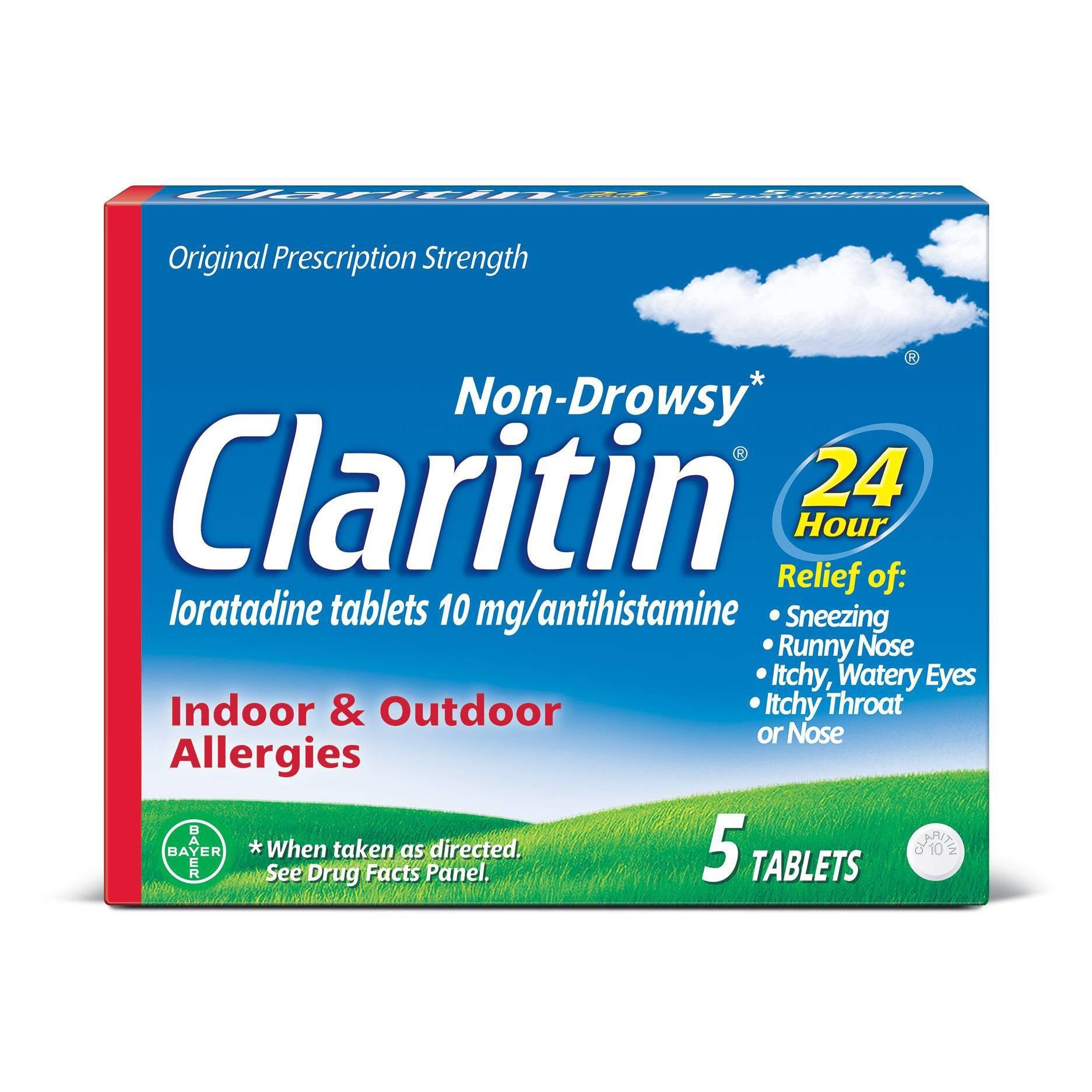 slide 1 of 3, Claritin Non-Drowsy Indoor & Outdoor Allergies Antihistamine, 5 ct; 10 mg