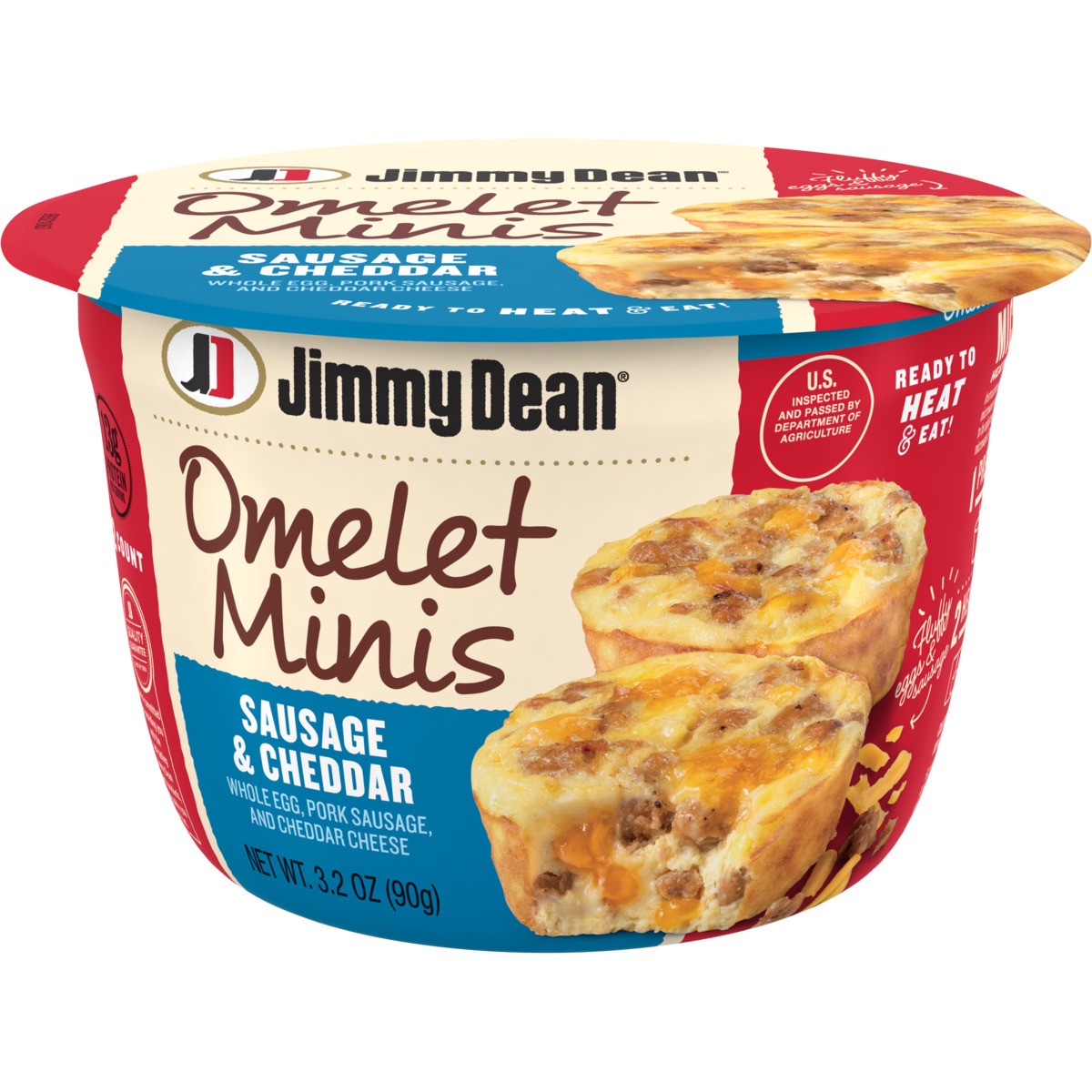 slide 5 of 10, Jimmy Dean Sausage & Cheddar Omelet Minis 3.2 oz, 2 Count, 90.72 g