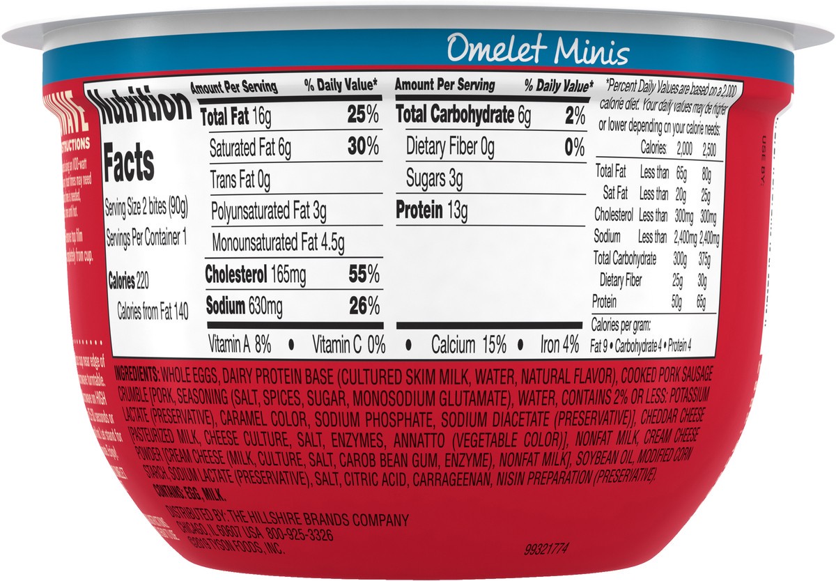 slide 8 of 10, Jimmy Dean Sausage & Cheddar Omelet Minis 3.2 oz, 2 Count, 90.72 g