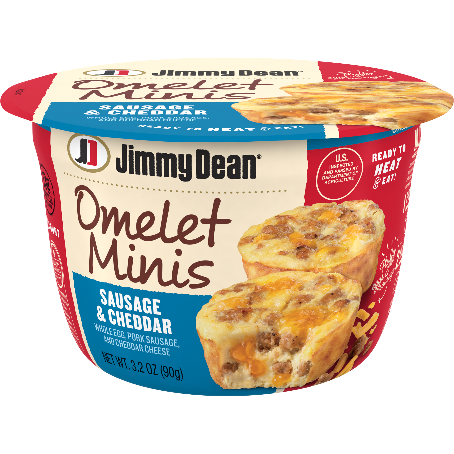 slide 1 of 10, Jimmy Dean Sausage & Cheddar Omelet Minis 3.2 oz, 2 Count, 90.72 g