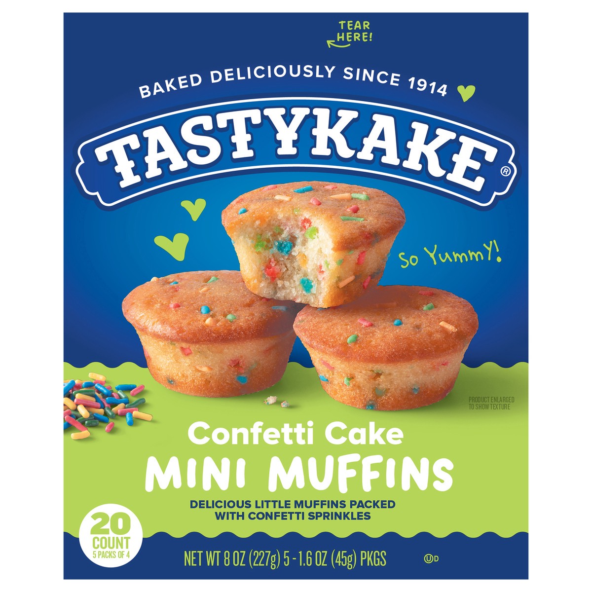 slide 1 of 1, Tastykake Confetti Cake Mini Muffins, Portable and Shareable, Confetti Muffins, 5 Pouches per Box, 5 ct