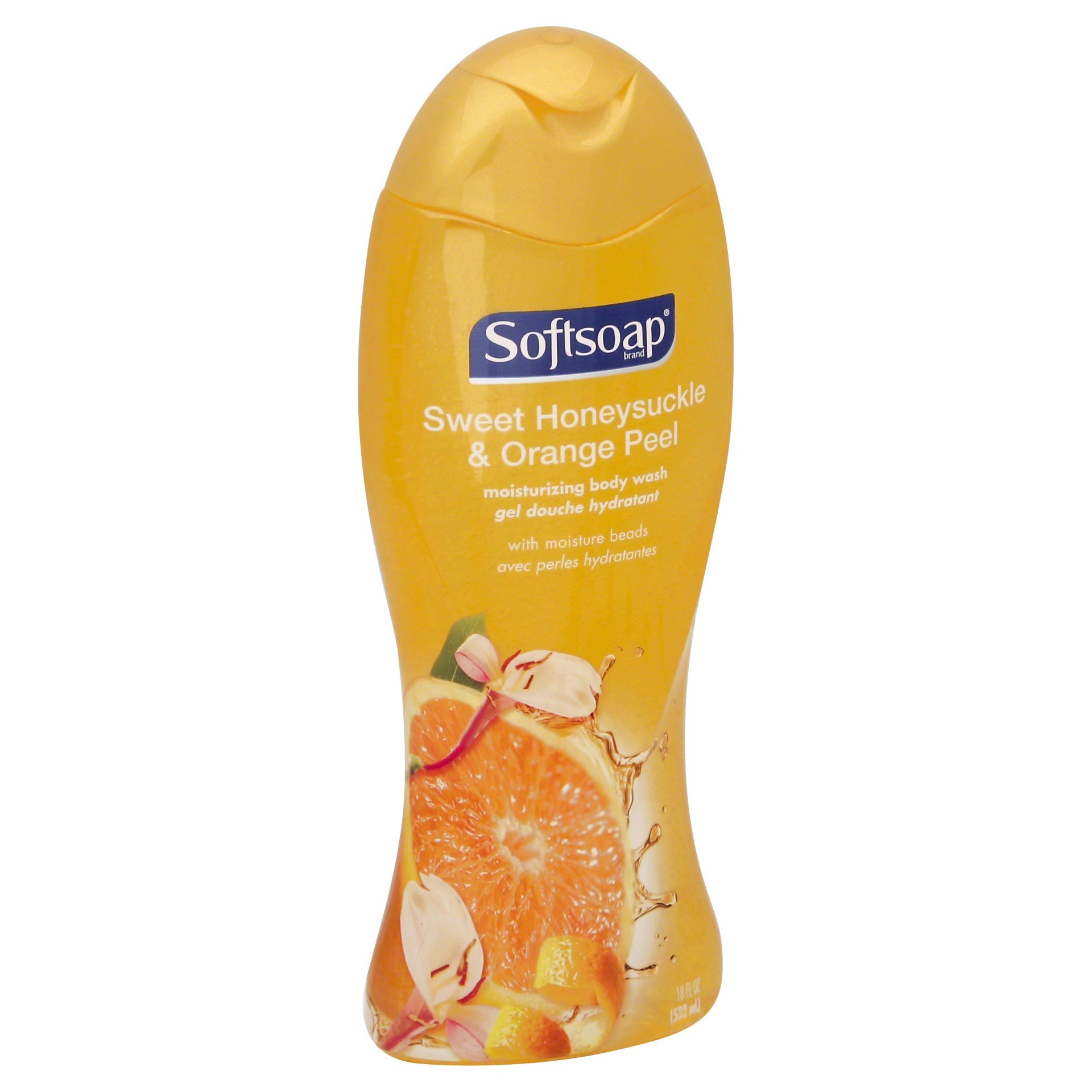 slide 1 of 6, Softsoap Moisturizing Body Wash Sweet Honeysuckle & Orange Peel, 18 fl oz