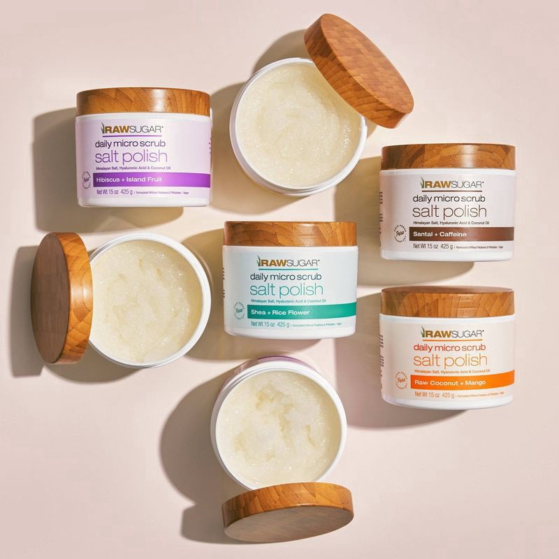 slide 4 of 7, Raw Sugar Daily Micro Salt Scrub Polish Hibiscus + Island Fruit - 15oz, 15 oz